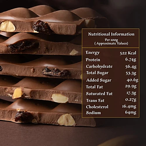 Galaxy Fruit & Nut Milk Chocolate Bar Loaded With Almonds & Raisins - 52 g