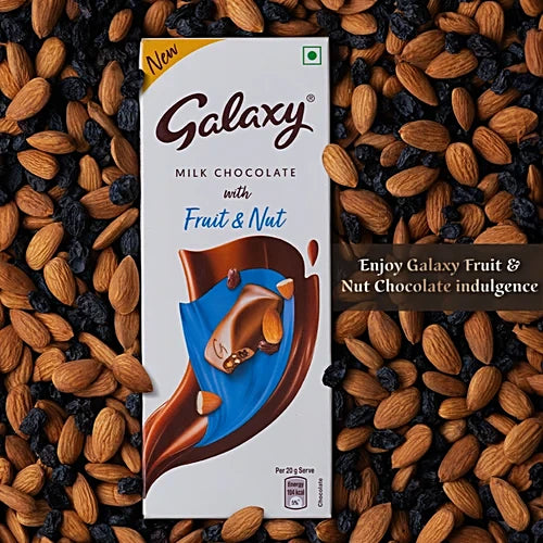 Galaxy Fruit & Nut Milk Chocolate Bar Loaded With Almonds & Raisins - 52 g