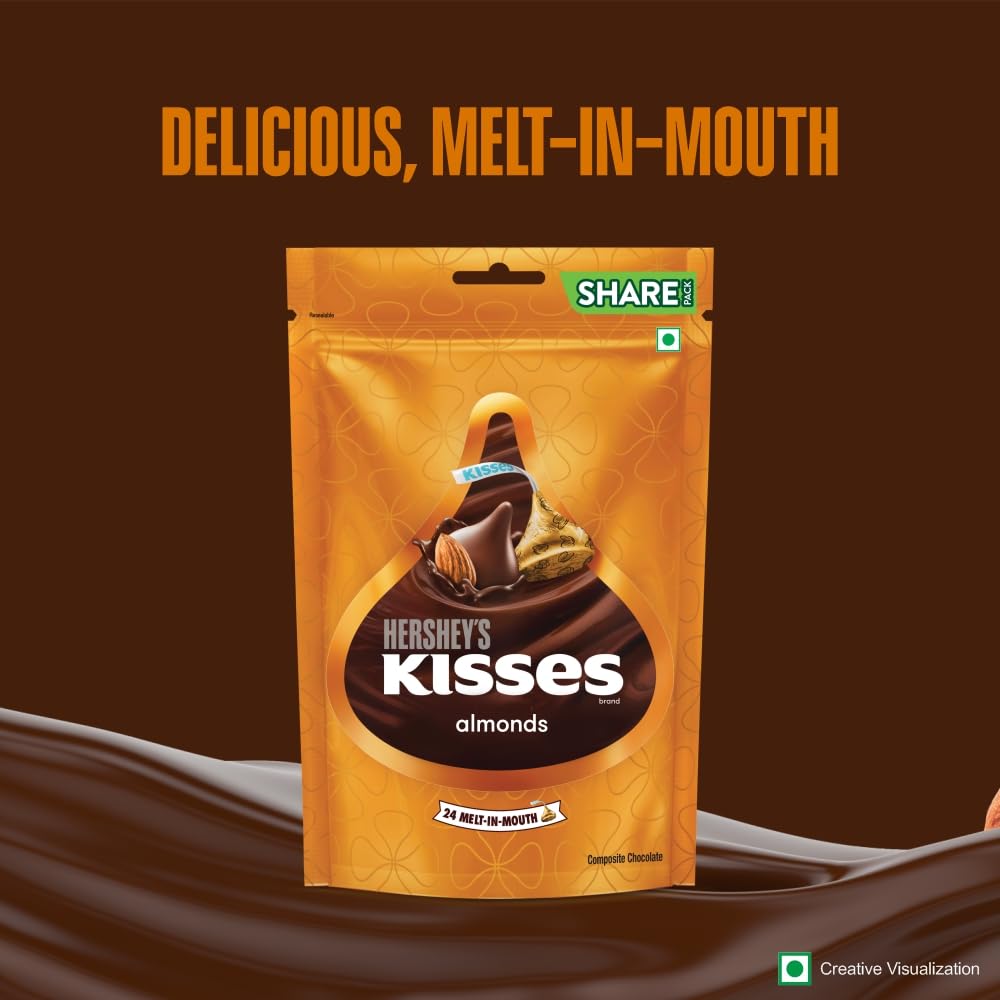 Hershey's KISSES Almonds | Melt-in-mouth Chocolates | 24 Units