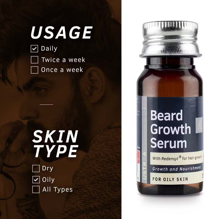 Ustraa Beard Growth Serum (For Oily Skin) - 35ml