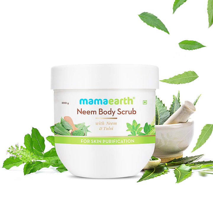 Mama Earth Neem Body Scrub with Neem & Tulsi, 200 g