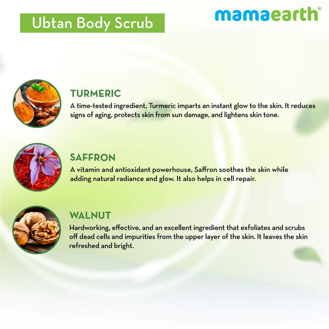 Mama Earth Ubtan Body Scrub with Turmeric & Saffron, 200 g