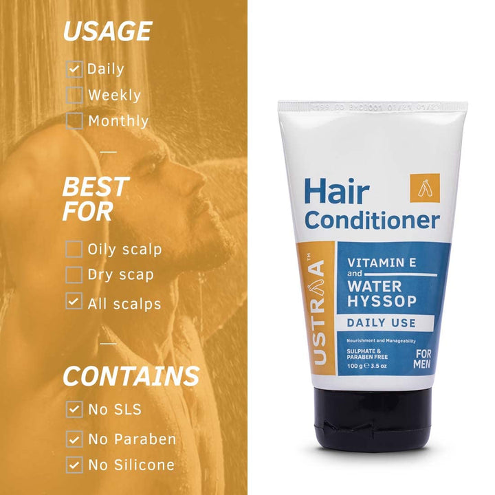 Ustraa Daily Use Hair Conditioner with Vitamin E & Water Hyssop - 100gm