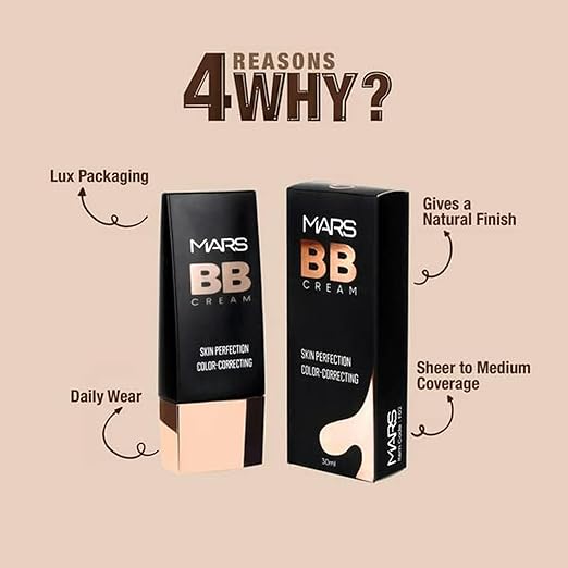 MARS BB Cream Lightweight Foundation | Blendable BB Cream | Colour Correcting (30 ml) (Tan)