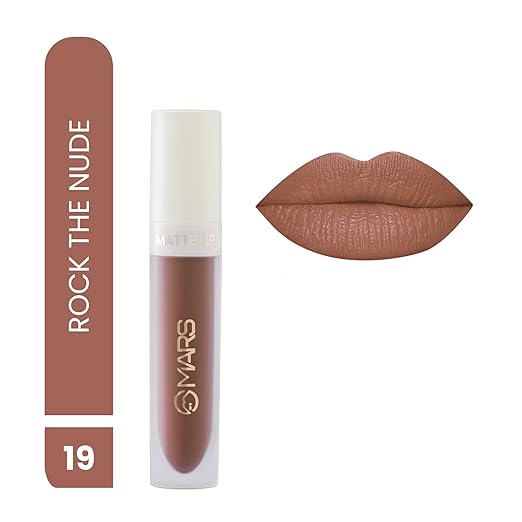 MARS Matte Liquid Lip Color | Long Lasting | Non-Transfer & Waterproof Lipstick for Women (4.5 ml) (19-Rock The Nude)