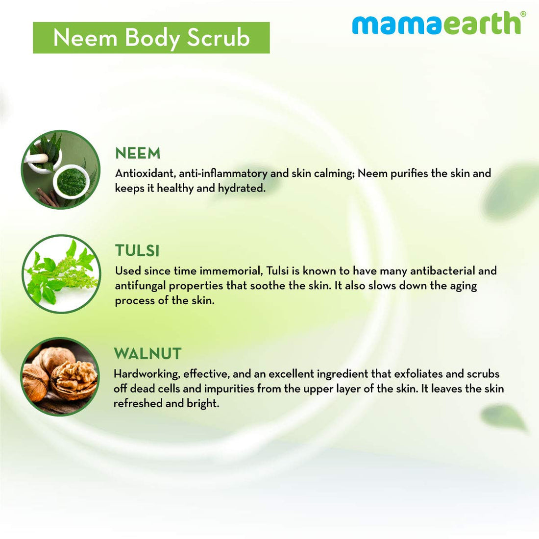 Mama Earth Neem Body Scrub with Neem & Tulsi, 200 g