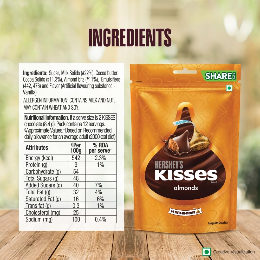 Hershey's KISSES Almonds | Melt-in-mouth Chocolates | 24 Units