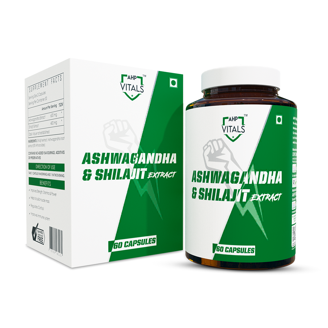 AHP Vitals Ashwagandha and Shilajit Extract - 60N: Synergistic Support for Energy, Vitality & Stress Management