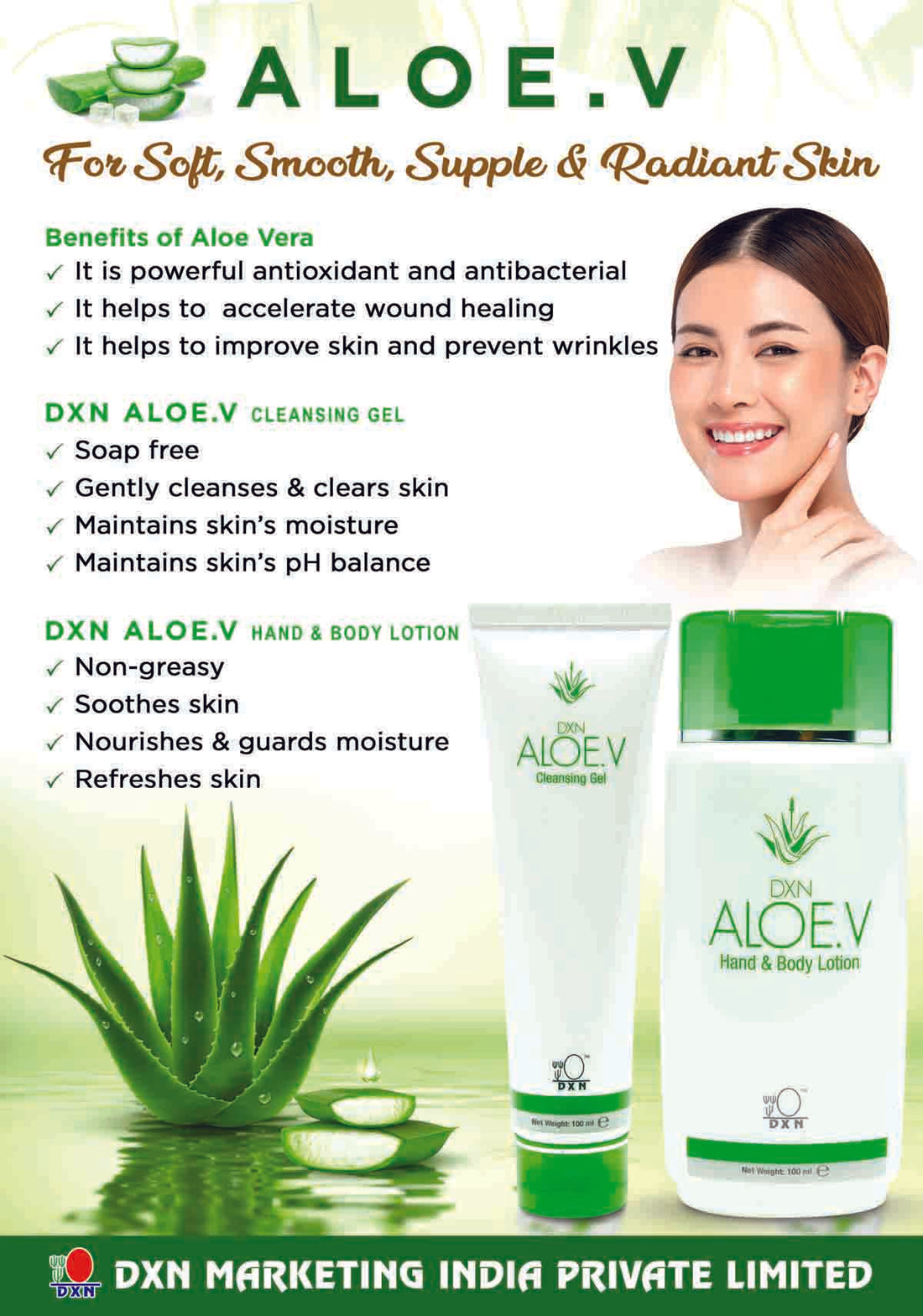 DXN Aloe V Hand & Body Lotion (250 ml) - Hydrating & Soothing for All Skin