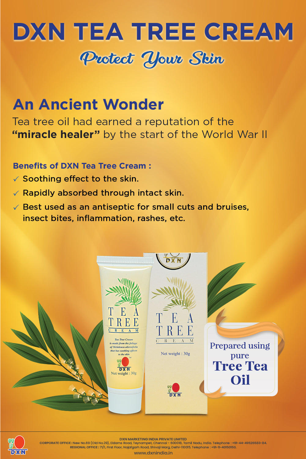 DXN Tea Tree Cream (30 Gm) - Soothing & Purifying