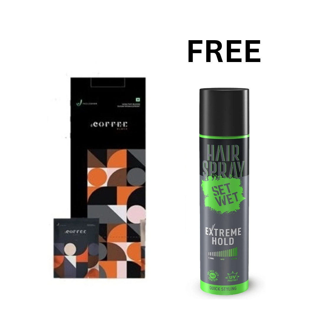 Indus Viva I Coffee Black Coffee (50 Sachets) - Free Set Wet Hair Spray