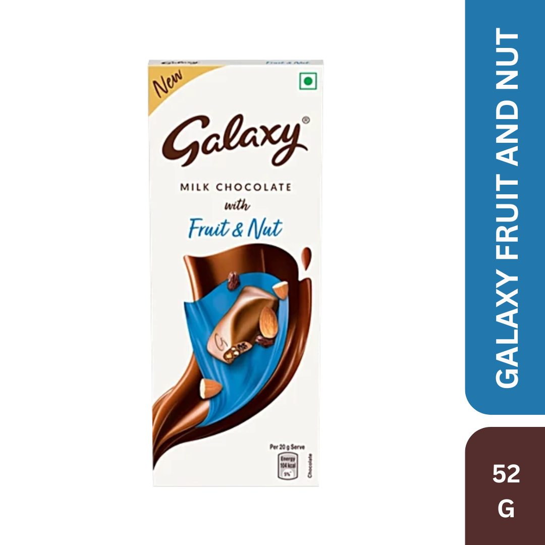 Galaxy Fruit & Nut Milk Chocolate Bar Loaded With Almonds & Raisins - 52 g