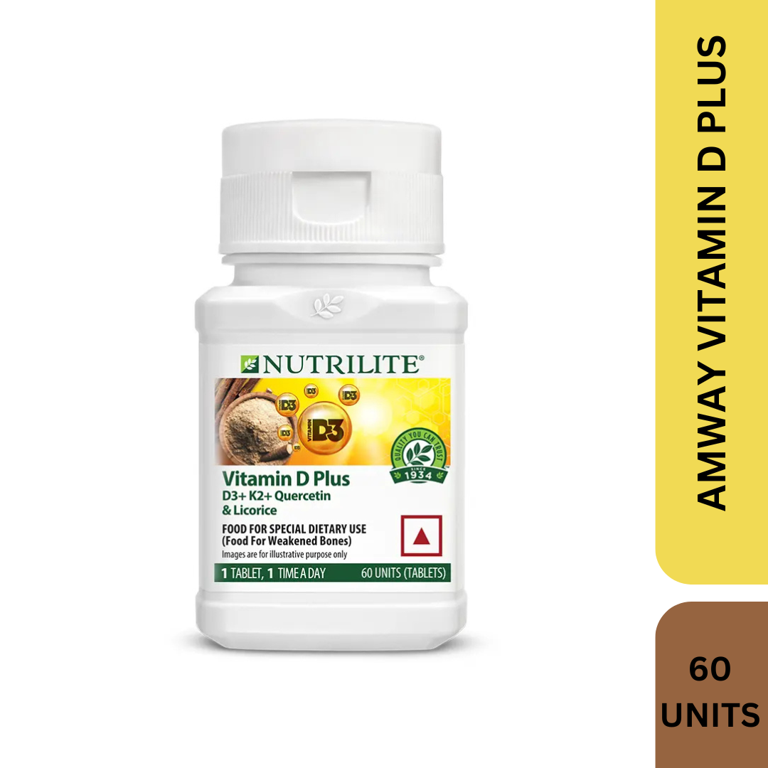 Amway Nutrilite Vitamin D Plus (D3+K2+Quercetin & Licorice) - 60 UNITS