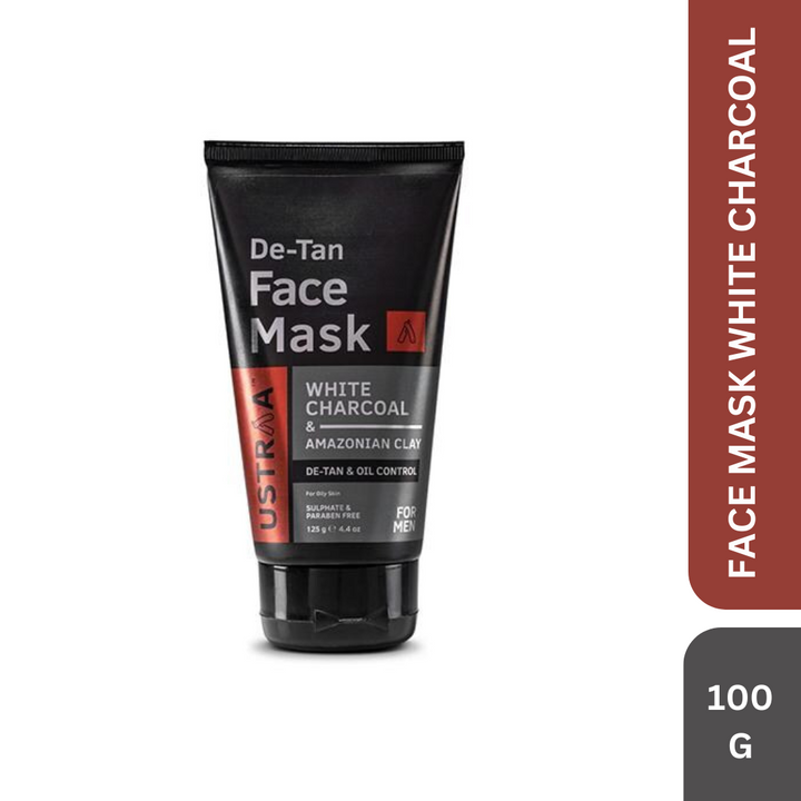 Ustraa De-Tan & Oil Control Face Mask - White Charcoal & AMAZONIAN Clay - 125 gm