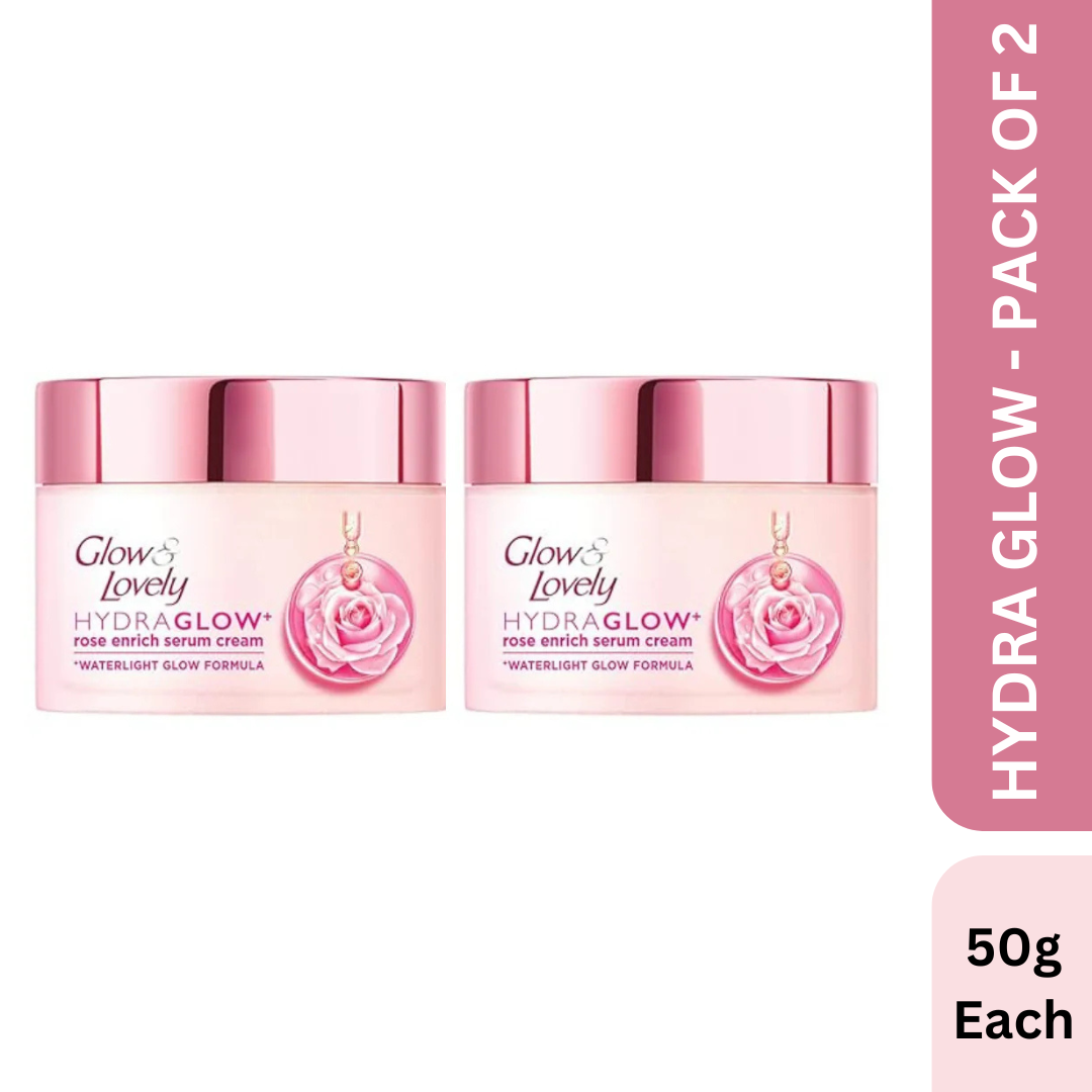 Glow & Lovely Hydra Glow, Rose Enrich Serum Cream (50g) - Pack of 2