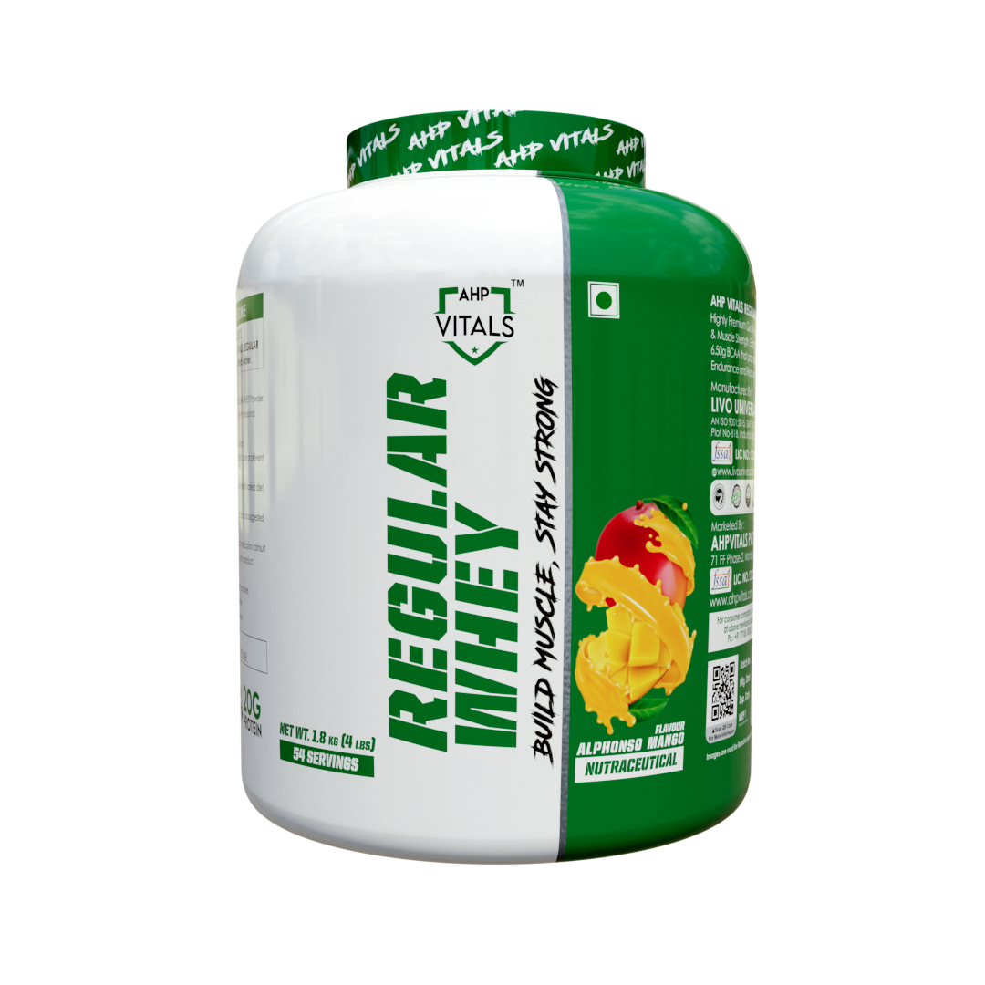 AHP Vitals Regular Whey Alphonso Mango - 4 LBS: Delicious Protein for Muscle Growth & Recovery