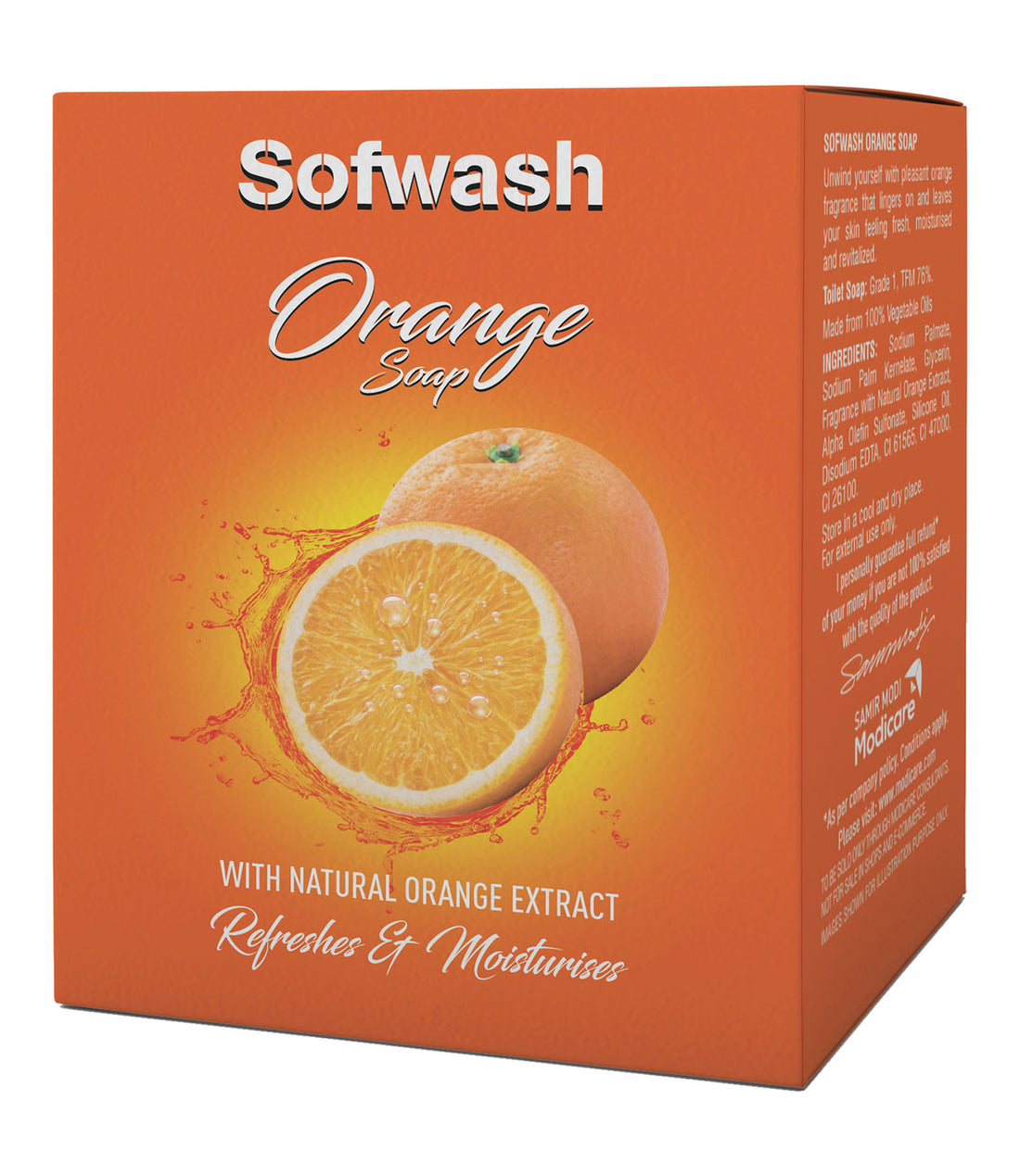 MODICARE Sofwash Orange Soap: Invigorating Clean with a Bright Citrus Aroma (4 Unit x 75 g each )
