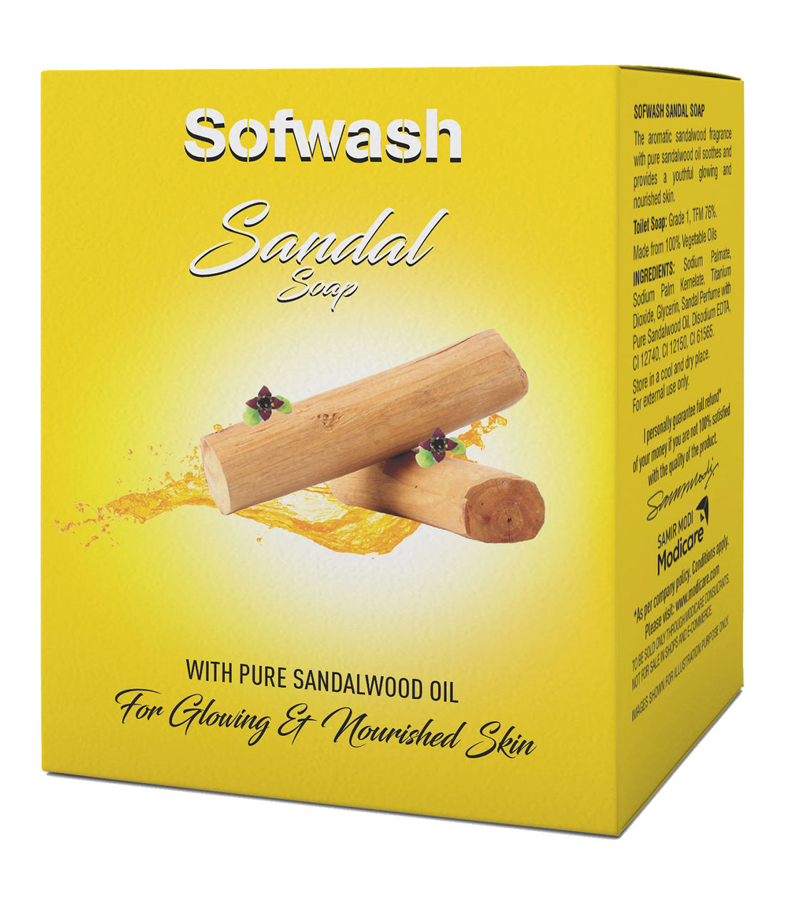 MODICARE Sofwash Sandal Soap: Gentle Cleansing with a Warm, Woody Aroma-(4 Unit x 75 g each )