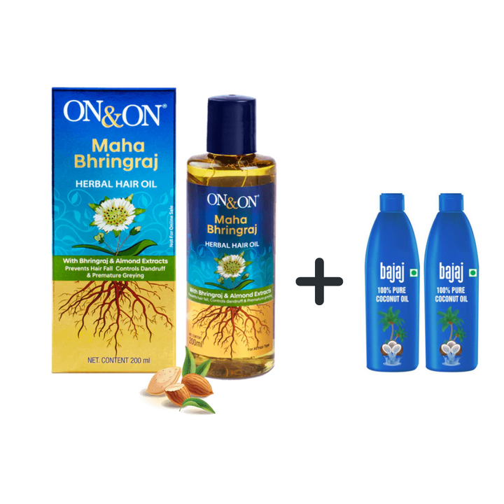 On & On Maha Bhringraj Heral Hair Oil (200 ML) and 2N Bajaj Coconut Hair Oil Free