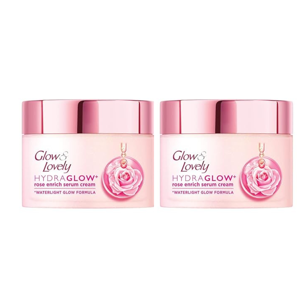 Glow & Lovely Hydra Glow, Rose Enrich Serum Cream (50g) - Pack of 2