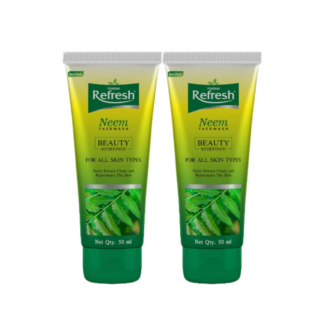 Neem Face Wash - Torque Refresh for Acne-Prone Skin - 50 ML - PACK OF 2