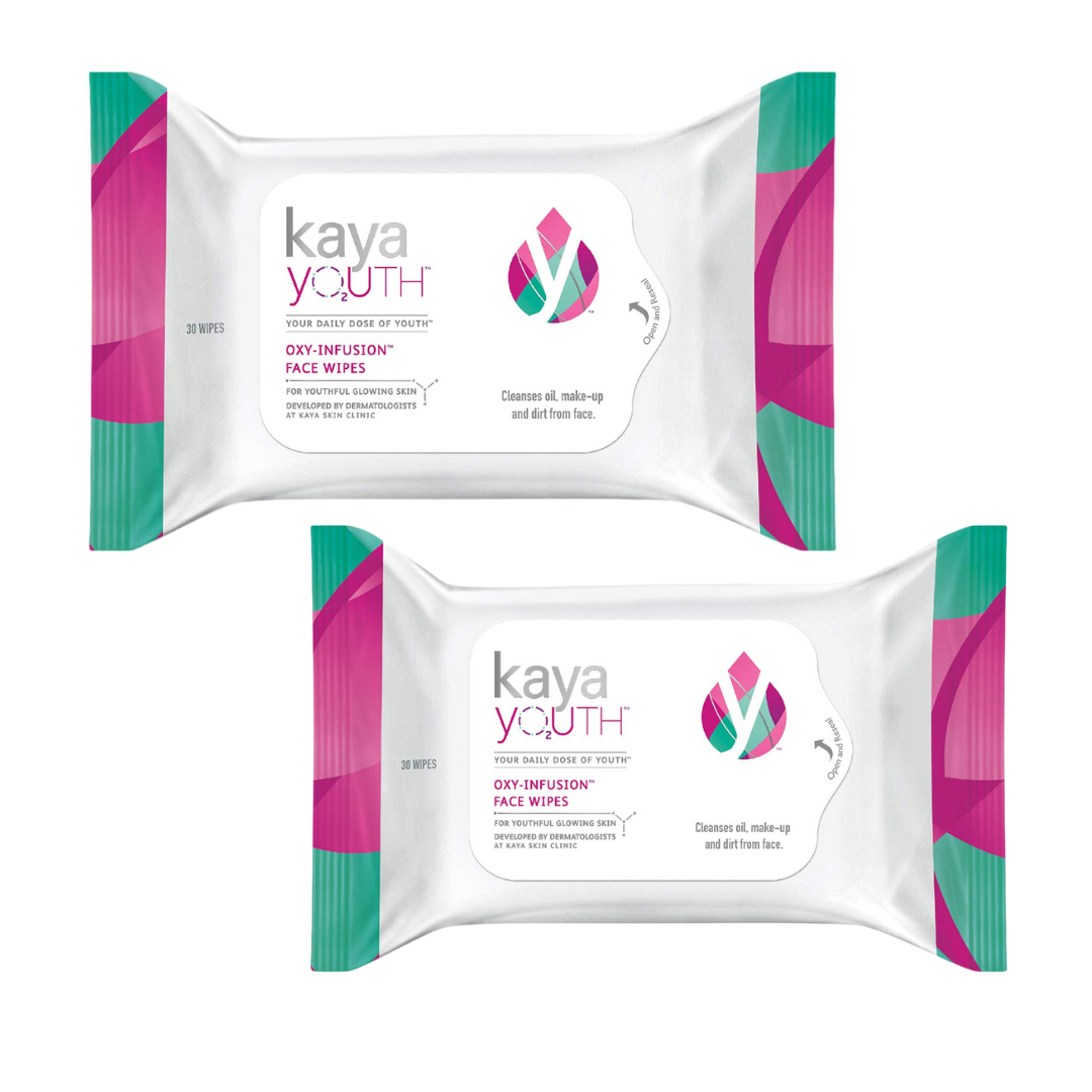 Kaya Youth Oxy-Infusion Face Wipes -Boosts Skin Oxygen - 30 WIPES - PACK OF 2