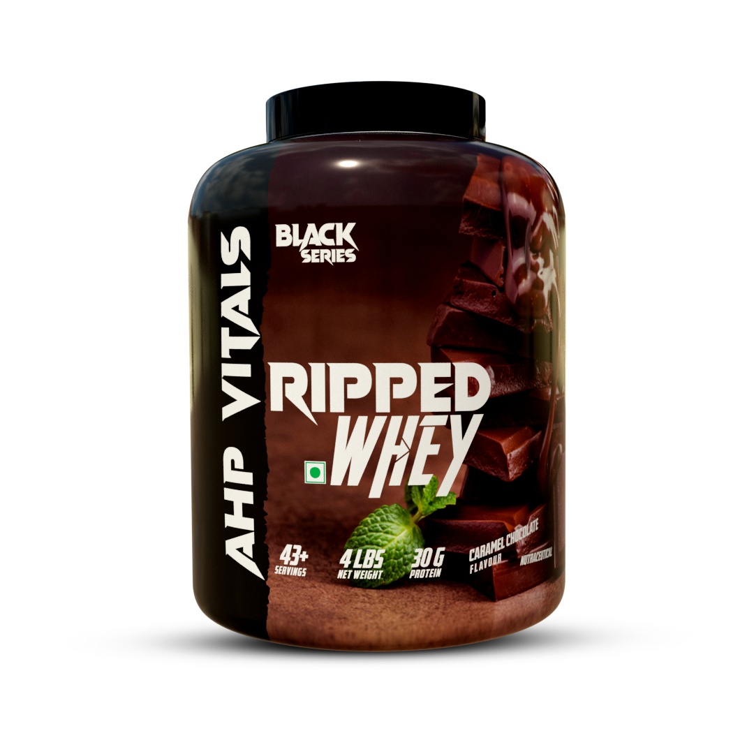 AHP Vitals Ripped Whey - Caramel Chocolate - 4 LBS - Black Series : Premium Protein for Lean Muscle & Weight Management