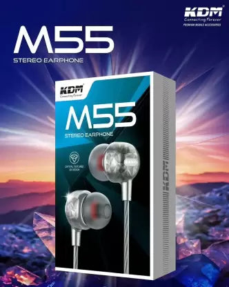 KDM M55 Stereo Earphone with Magnetic Buds Wired (Grey, In the Ear)