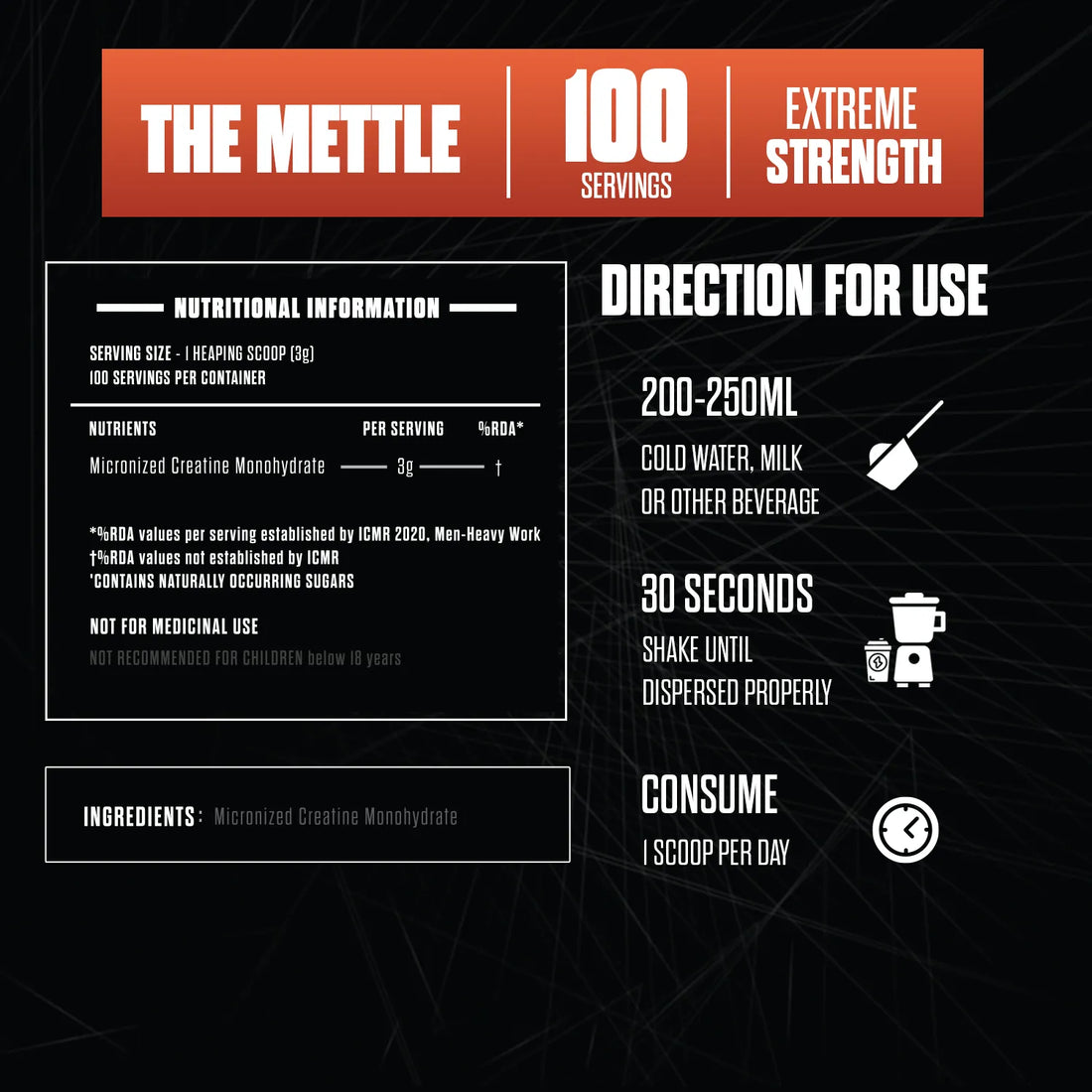Exalt The Mettle Tri Creatine (Raw Unflavored, 300g)