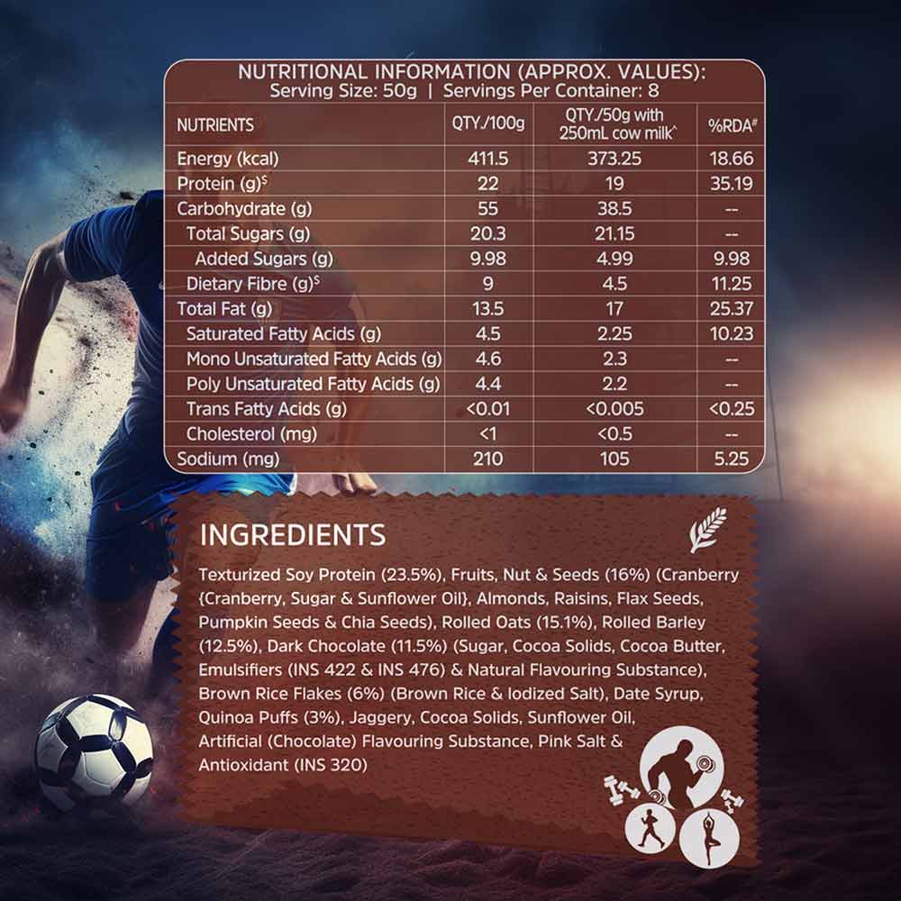 MuscleBlaze High Protein Muesli, 400 g, Dark Chocolate & Cranberry