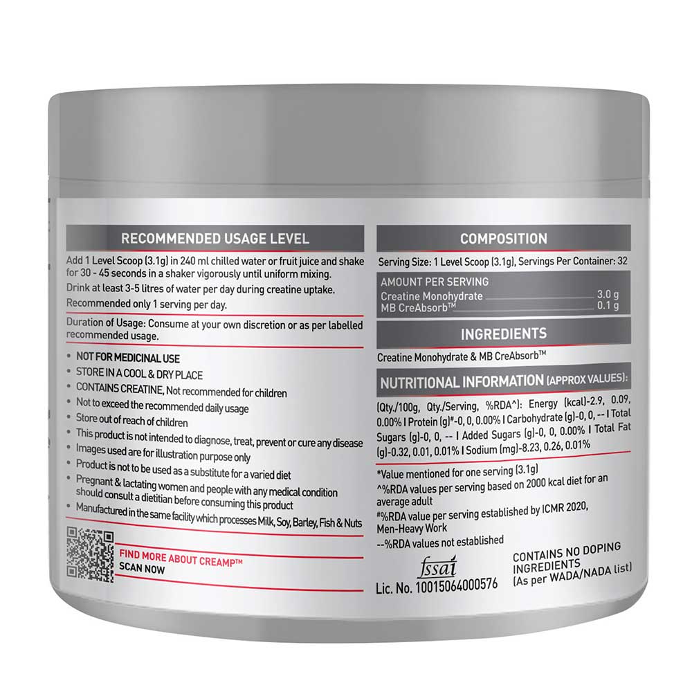 MuscleBlaze Micronized Creatine Monohydrate - 100g