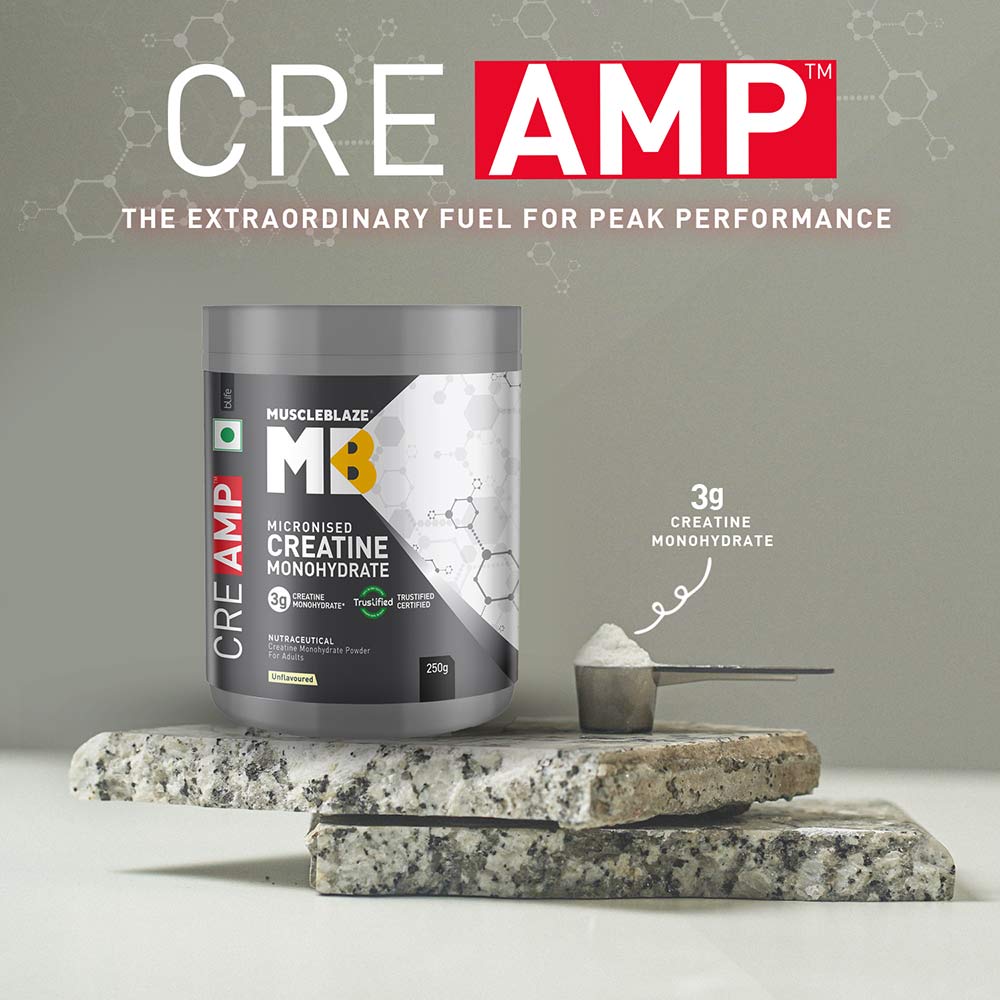 MuscleBlaze Creatine Monohydrate, 250g - Micronized - Unflavoured