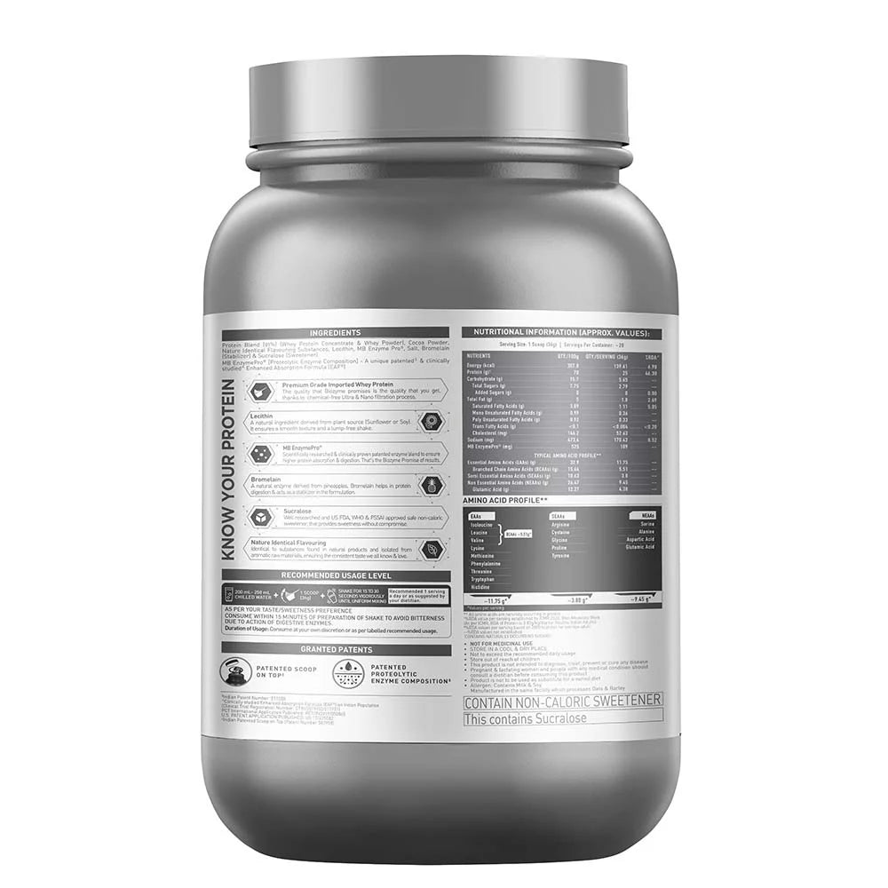 MuscleBlaze Biozyme Performance Whey, 1 kg - Rich Chocolate