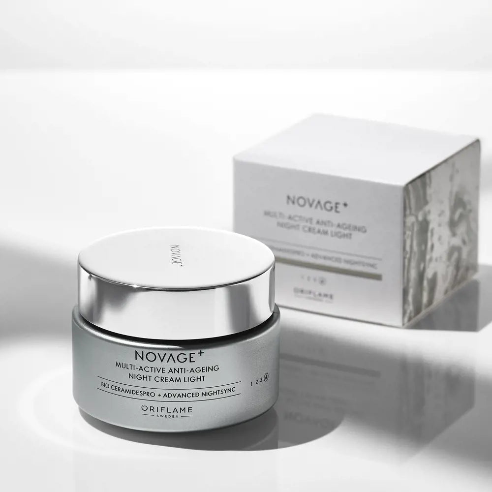 ORIFLAME Novage+ Multi-Active Anti-Ageing Night Cream Light – Lightweight Overnight Care (50 ML)