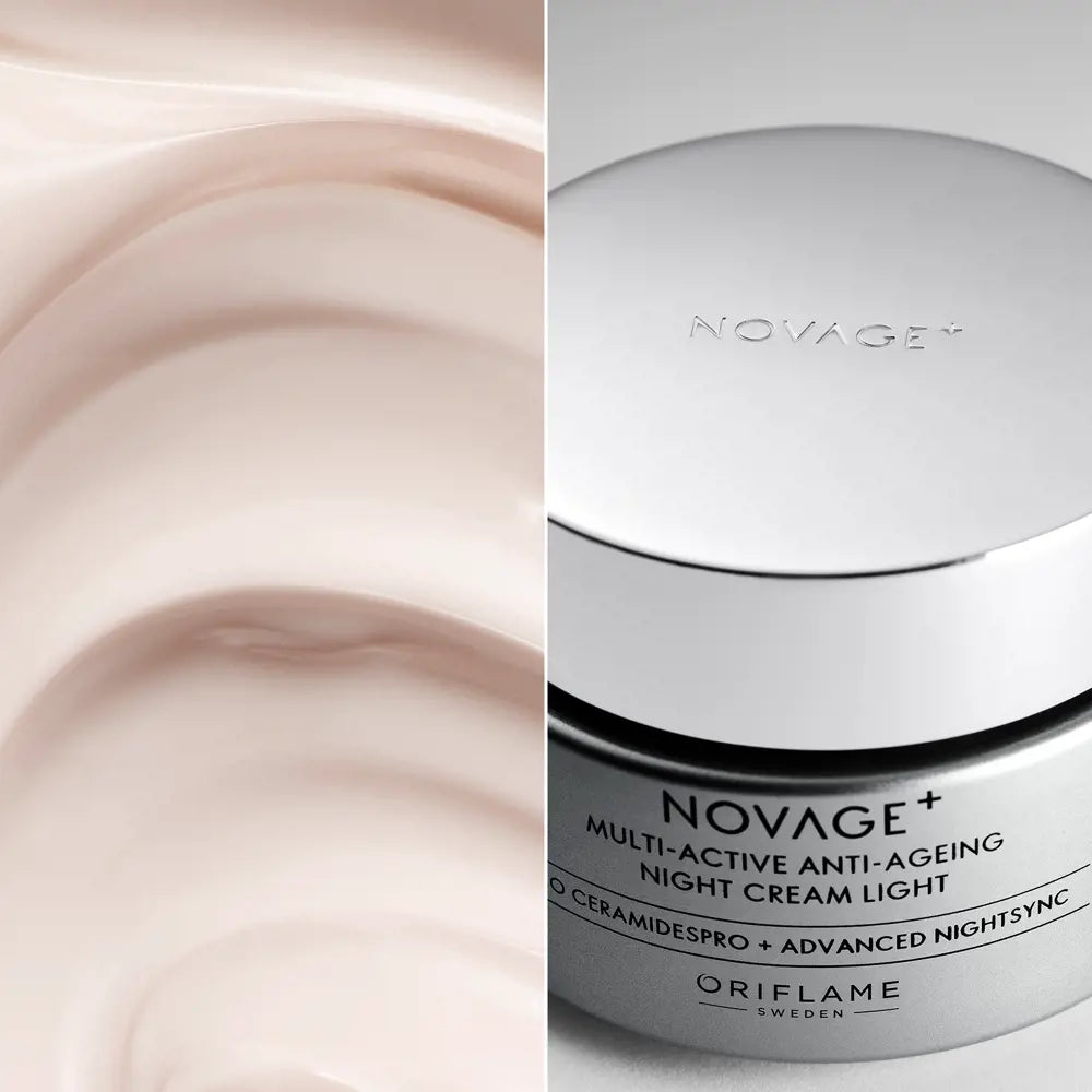 ORIFLAME Novage+ Multi-Active Anti-Ageing Night Cream Light – Lightweight Overnight Care (50 ML)