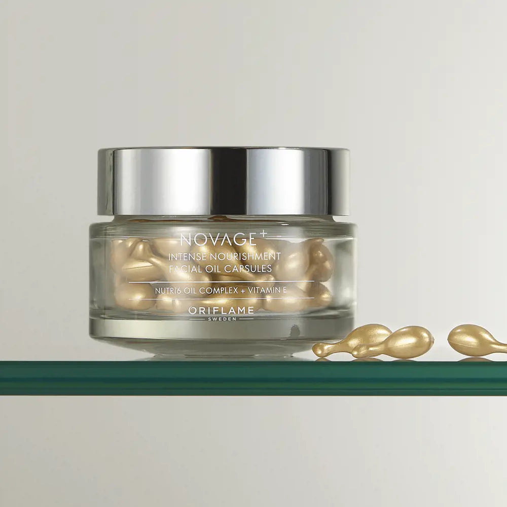 ORIFLAME Novage+ Intense Nourishment Facial Oil Caps – Deep Hydration & Radiance (30 N)