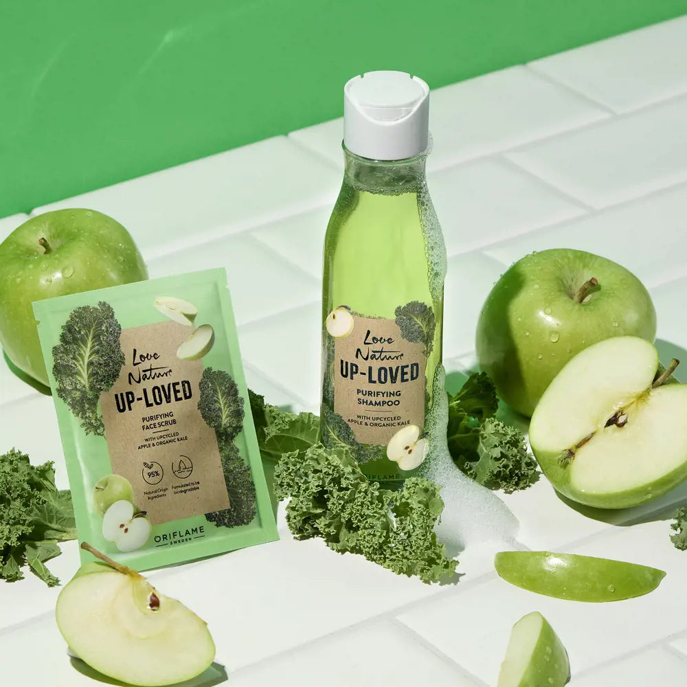 ORIFLAME Love Nature Up-Loved Purifying Shampoo with Upcycled Apple & Organic Kale – Eco-Friendly Hair Care (250 ML)