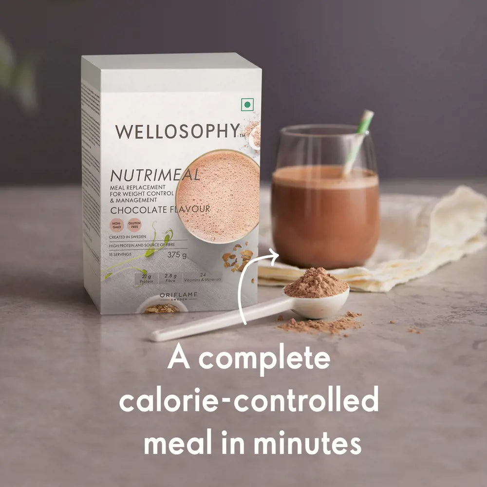 ORIFLAME Wellosophy NutriMeal Chocolate Flavour – Delicious & Nutritious Meal Replacement (375 g)