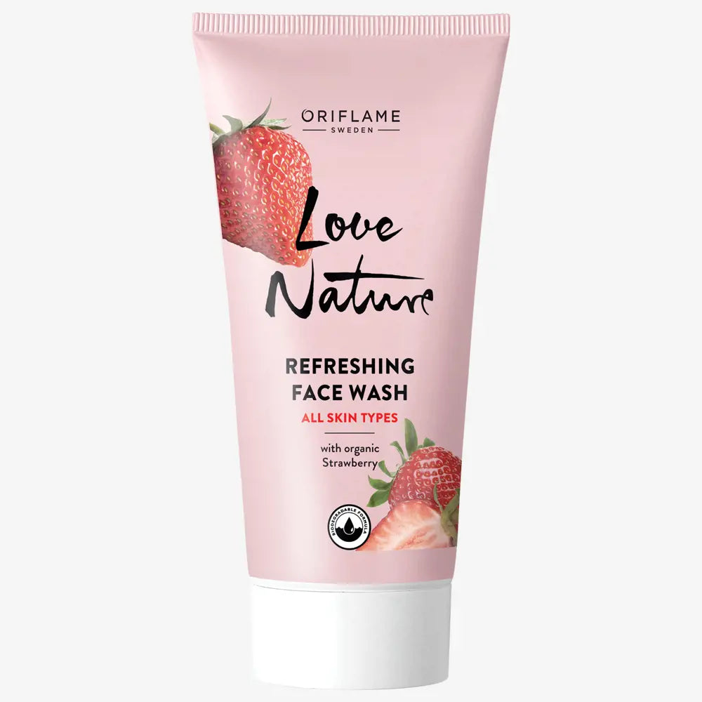 ORIFLAME Love Nature Refreshing Face Wash | Organic Strawberry for Fresh, Radiant Skin-50ML50 ml