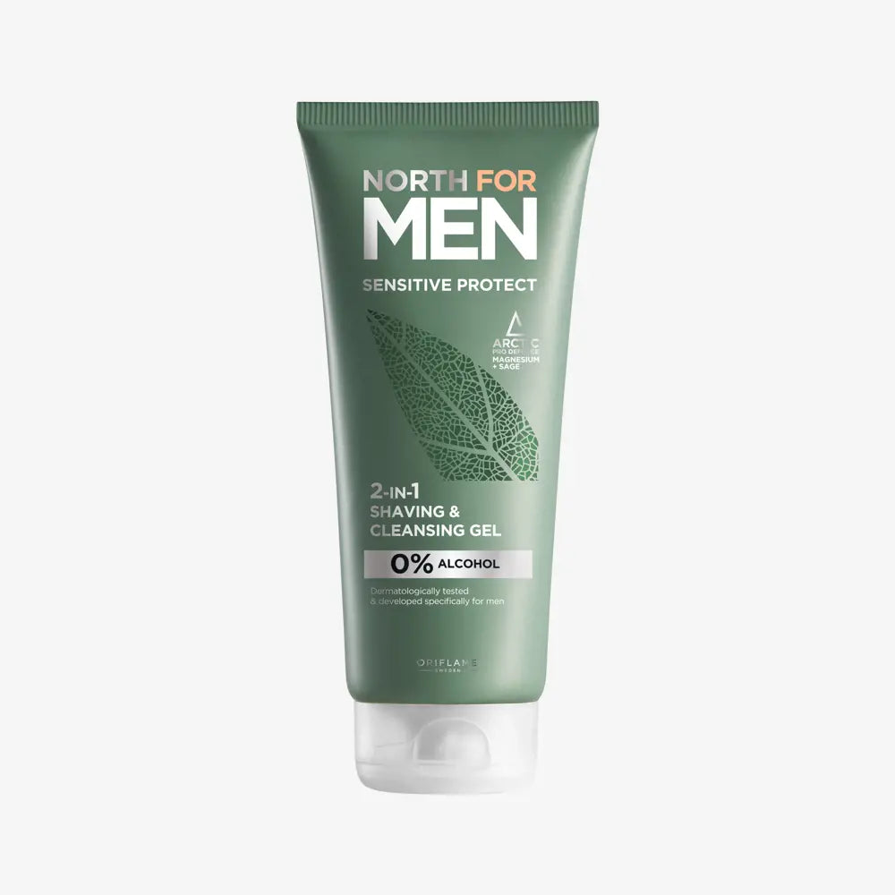 ORIFLAME  North for Men Sensitive Protect 2-in-1 Shaving & Cleansing Gel | Gentle Care for Smooth, Clean Skin-200ml