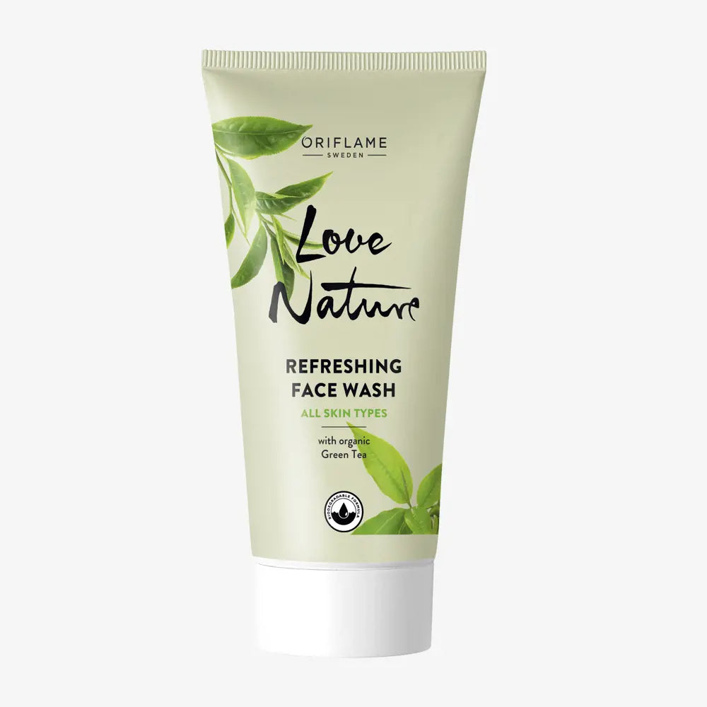ORIFLAME  Love Nature Refreshing Face Wash | Organic Green Tea for Calm, Balanced Skin-50ML