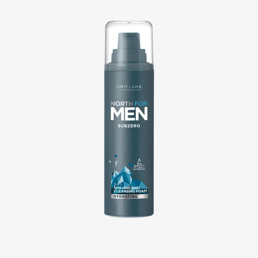 ORIFLAME  North for Men Subzero 2-in-1 Shaving & Cleansing Foam | Cooling Care for Smooth, Clean Skin-200ml