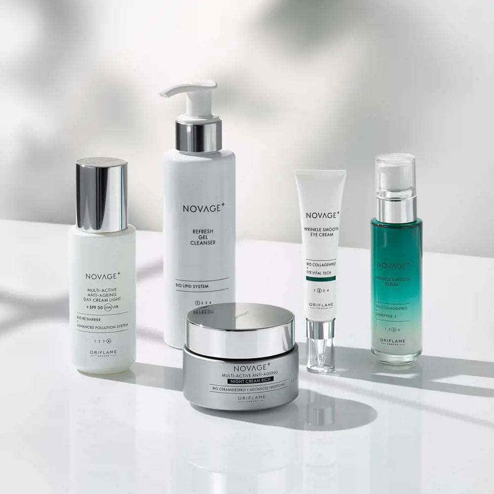 ORIFLAME Novage+ Wrinkle Smooth Routine – Comprehensive Anti-Ageing Care (5 Pcs)