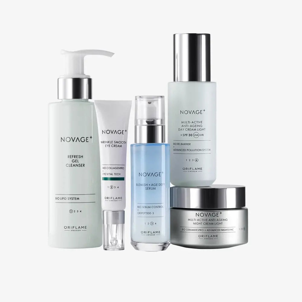 ORIFLAME Novage+ Blemish + Age Defy Routine Light – Clearer, Youthful Skin (5 Pcs)