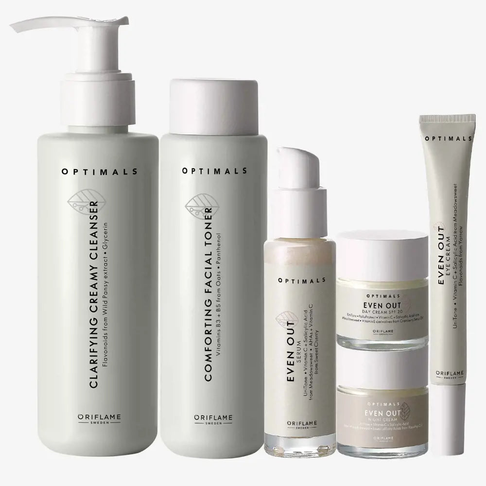 ORIFLAME Optimals Even Out SET | Complete Skincare Solution for an Even, Radiant Skin Tone - 6 Pcs
