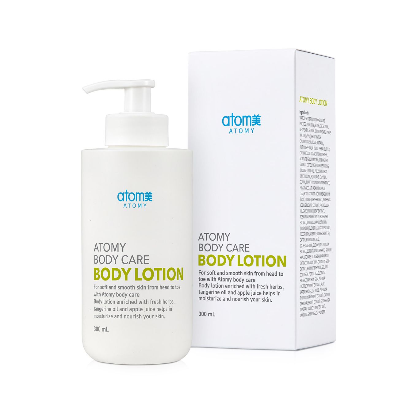 Atomy Body Care Body Lotion (300ml) – Lightweight Moisturizer with Fresh Organic Herbs, Tangerine Oil & Apple Water for Soft, Non-Sticky Skin